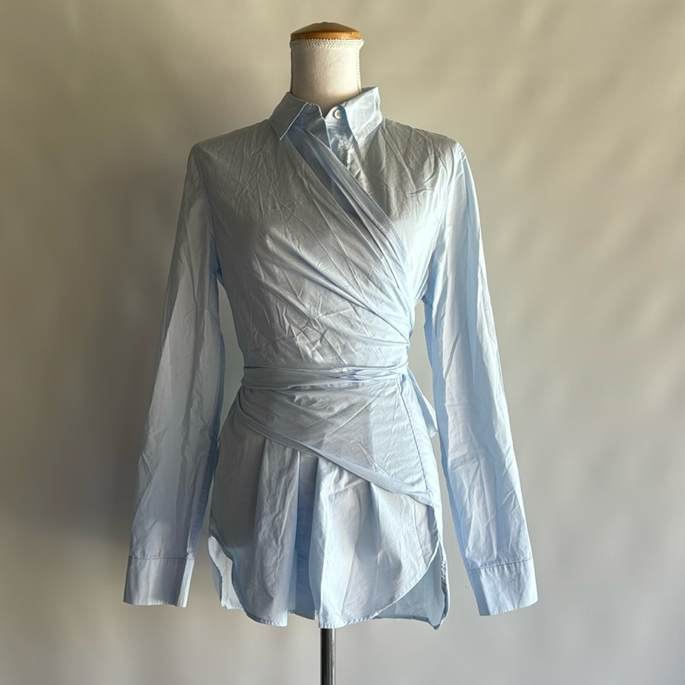 COS Wrap Poplin Button Down Top - sz 10